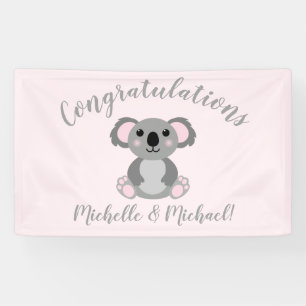 Banderoles Koala ours Baby shower fille rose