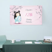 Banderoles Kokeshi Doll Cherry Blossom | Anniversaire de la f (Salon professionnel)