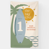 Banderoles "La grande UN" Plage de surf fête d'anniversaire 1 (Vertical)