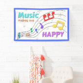 Banderoles La Musique Me Rend Heureux Rainbow Notes Banner (En situation)