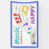 Banderoles La Musique Me Rend Heureux Rainbow Notes Banner (Vertical)
