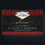 Banderoles La Parties scintillant Damask Las Vegas Mariage Co<br><div class="desc">Célébrez dans le style avec cette bannière d'accueil mariage design et très tendance. Ce design est facile à personnaliser avec votre libellé d'événement spécial et vos invités seront ravis quand ils verront cette bannière fabuleuse.</div>
