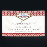 Banderoles La Parties scintillant Damask Las Vegas Mariage Co<br><div class="desc">Célébrez dans le style avec cette bannière d'accueil mariage design et très tendance. Ce design est facile à personnaliser avec votre libellé d'événement spécial et vos invités seront ravis quand ils verront cette bannière fabuleuse.</div>