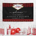 Banderoles La Parties scintillant Damask Las Vegas Mariage Co<br><div class="desc">Célébrez dans le style avec cette bannière d'accueil mariage design et très tendance. Ce design est facile à personnaliser avec votre libellé d'événement spécial et vos invités seront ravis quand ils verront cette bannière fabuleuse.</div>