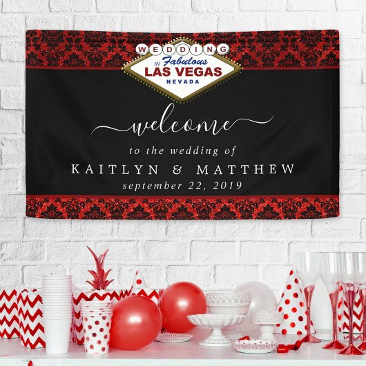 Banderoles La Parties scintillant Damask Las Vegas Mariage Co
