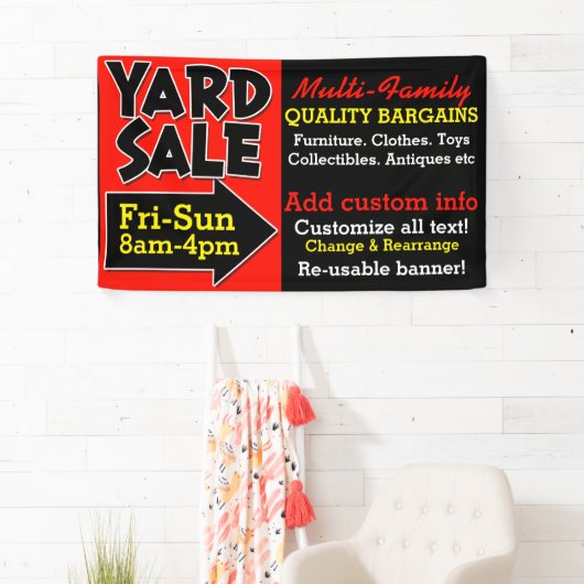 Banderoles La publicité réutilisable de brocante à domicile (En situation)