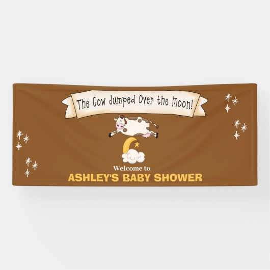 Banderoles La vache sauta au-dessus de la lune Bienvenue (Horizontal)