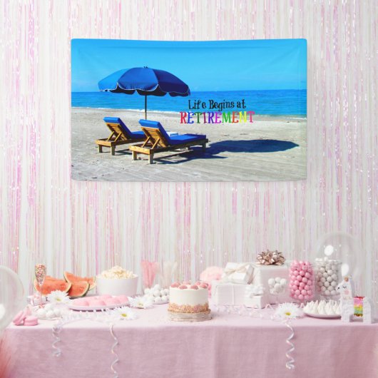 Banderoles La vie commence à la retraite, conception populair (Fête)
