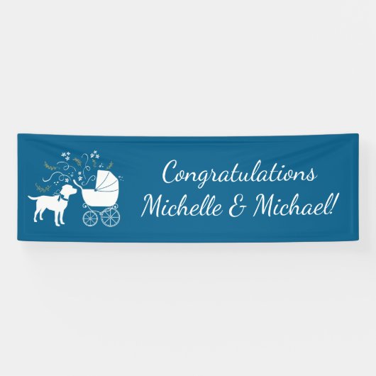 Banderoles Labrador Chien Baby shower Blue Boy Lab (Horizontal)