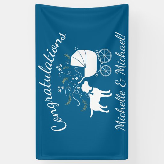 Banderoles Labrador Chien Baby shower Blue Boy Lab (Vertical)