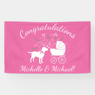 Banderoles Labrador Chien Baby shower Rose Girl Lab
