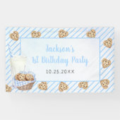 Banderoles Lait et biscuits Bleu 1er anniversaire (Horizontal)