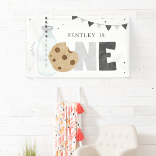 Banderoles Lait et biscuits minimalistes Contexte d'anniversa