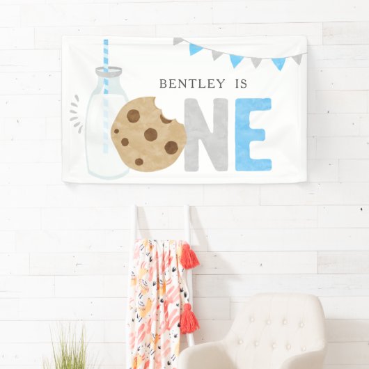 Banderoles Lait et biscuits minimalistes Contexte d'anniversa (En situation)