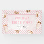 Banderoles Lait et biscuits Pink Fête du premier anniversaire (Horizontal)