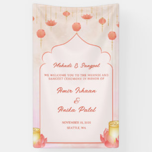 Banderoles Lampions élégants rose lotus Mehndi Sangeet