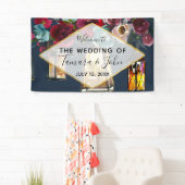 Banderoles Lanternes rustiques Marine Burgundy Merlot Mariage (En situation)