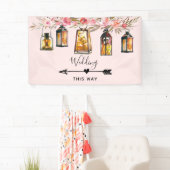 Banderoles Lanternes rustiques Rose Mariage or directionnel (En situation)