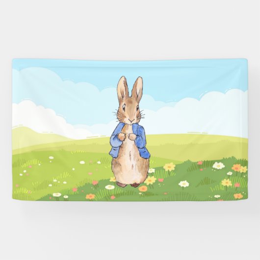 Banderoles Lapin classique dans une prairie (Horizontal)