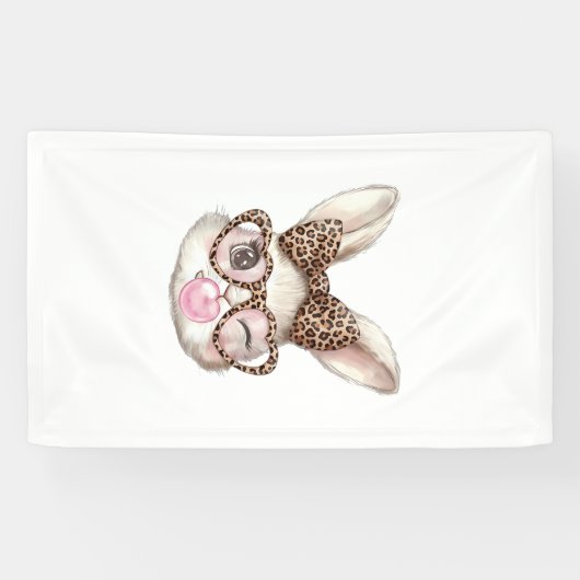 Banderoles Lapin de Pâques Lunettes Mignonnes Léopard Lapin d (Horizontal)