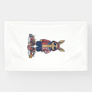 Banderoles Lapin de Pâques patriotique Vintage Vector Shirt_1