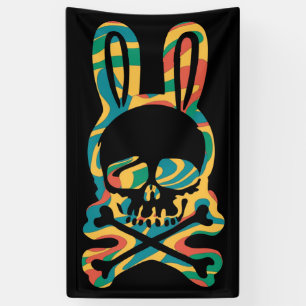 Banderoles Lapin de Pâques Tie Dye Rétro Lapin Crâne Os Croix