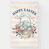 Lapin vintage avec de jolies fleurs Joyeuses Pâque