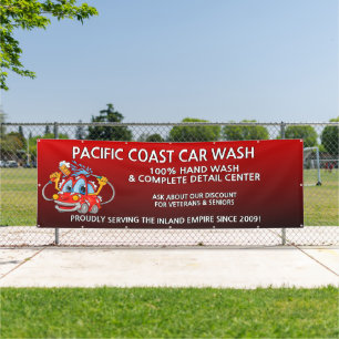 Banderoles Lavage de voiture rouge personnalisé Toon comique 