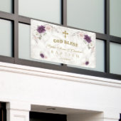 Banderoles Lavande Blush Fleurs rose Baptême Affiche de bienv (Bâtiment extérieur)