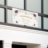 Banderoles Lavande Blush Fleurs rose Baptême Affiche de bienv (Bâtiment extérieur)