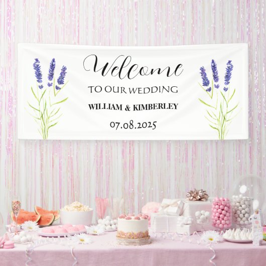 Banderoles Lavande Fleurs violettes Rustique Mariage élégant (Fête)