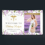 Banderoles Lavande Purple Floral Or RN Infirmière Graduation<br><div class="desc">Bannière photo Lavender Purple Floral Gold RN Nuring Graduation</div>