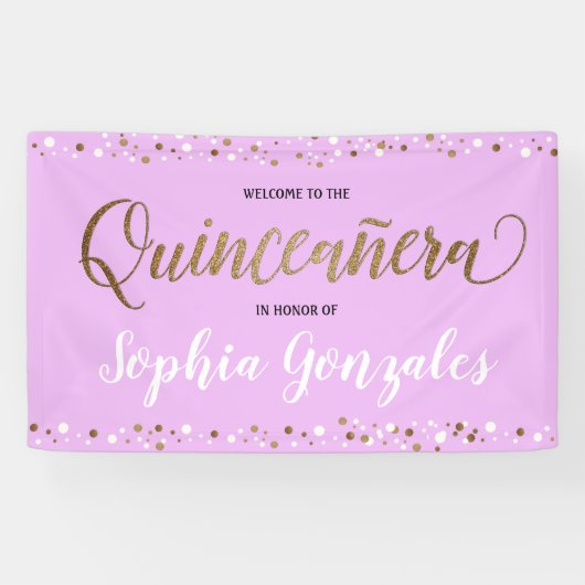 Banderoles Lavande violet or confetti Quinceanera Anniversair (Horizontal)