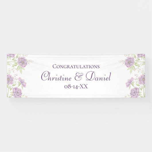 Banderoles Lavender Purple Rose Wedding (Horizontal)