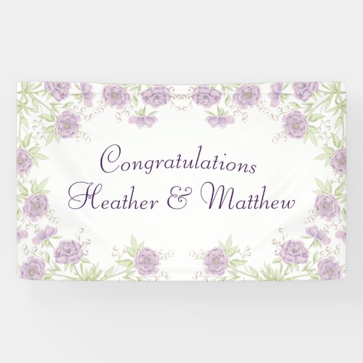 Banderoles Lavender Purple Rose Wedding (Horizontal)