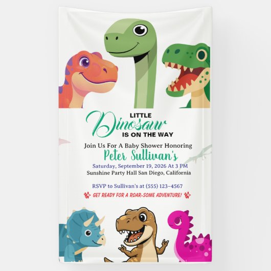 Banderoles L'aventure commence avec bébé Dino (Vertical)