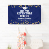 Banderoles L'aventure commence Navy Blue Grad Party (En situation)