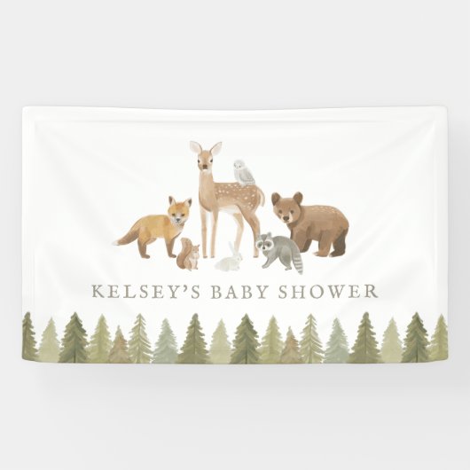 Banderoles Le Baby shower des animaux des bois (Horizontal)