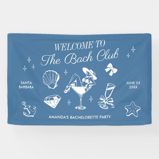 Banderoles Le Bach Club Beach Wedding Bachelorette Party (Horizontal)