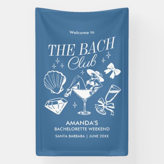 Banderoles Le Bach Club Beach Wedding Bachelorette Party (Verticale)