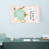 Banderoles Le bébé brasse le thé rose et vert mignon (Salon professionnel)