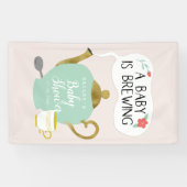 Banderoles Le bébé brasse le thé rose et vert mignon (Horizontal)