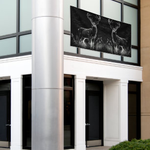 Banderoles Le cerf majestueux en pleine nature - Art noir et 