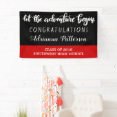 Banderoles Le diplômé a laissé l'aventure commencer le rouge (En situation)