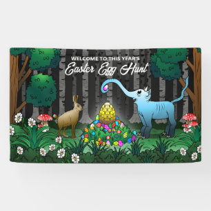 Banderoles Le lapin de Pâques collecte les œufs de Pâques