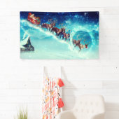 Banderoles Le Père Noël vole avec un renne (En situation)