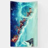 Banderoles Le Père Noël vole avec un renne (Vertical)