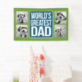 Banderoles Le plus grand papa du monde - bleu marine et vert  (En situation)