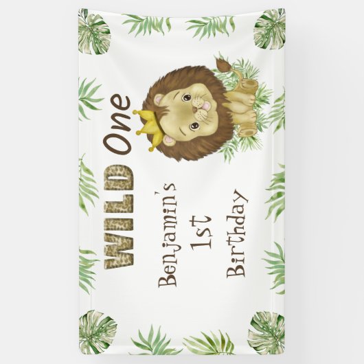 Banderoles Le roi Lion mignon 1er Anniversaire Sauvage Un Ann (Vertical)