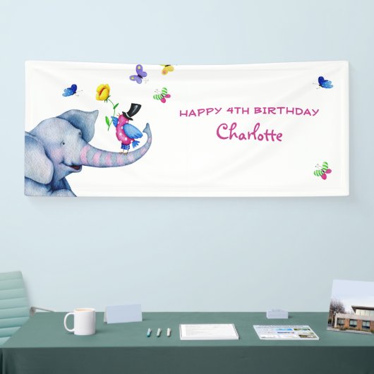 Banderoles Le visage heureux de l'éléphant (Salon professionnel)